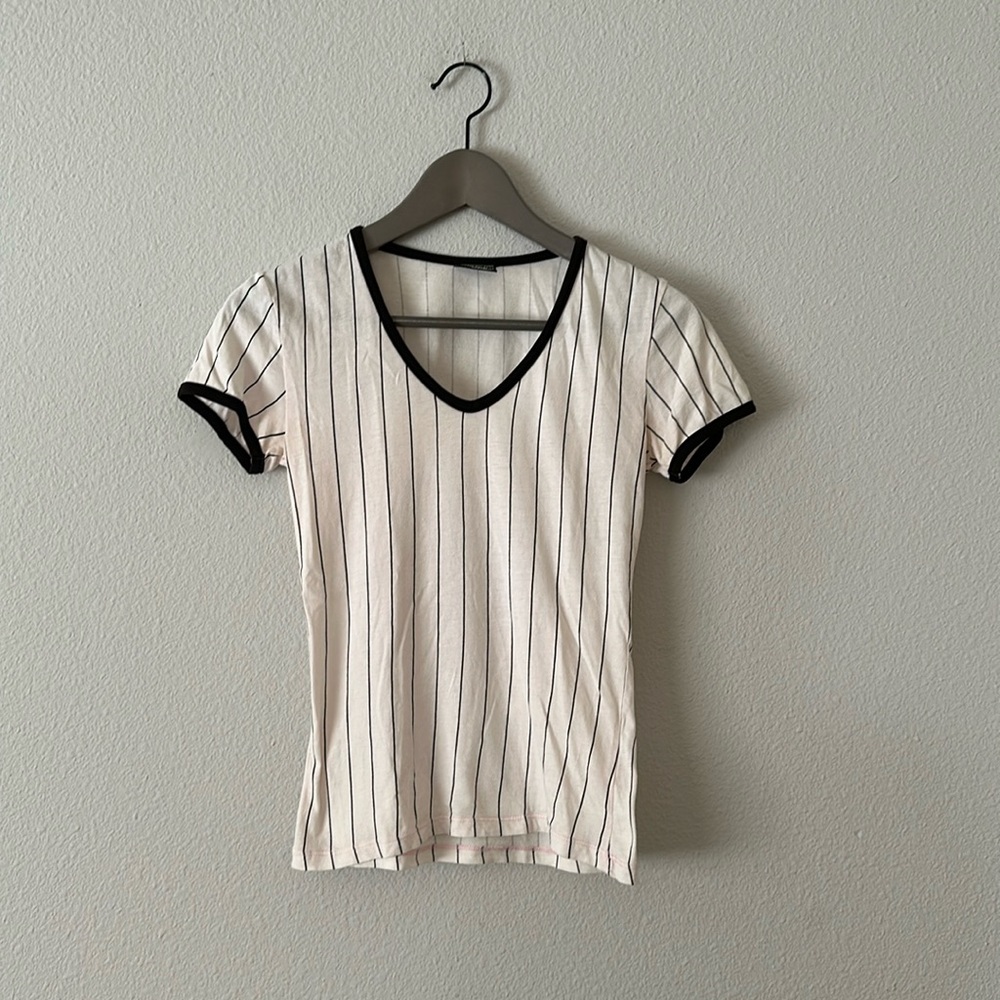 Moussy striped t-shirt tops size 2 medium cotton short sleeve
